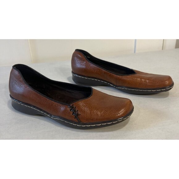 Croft & Barrow Shoes Brown Leather Flats Slip On Size 9 - Picture 1 of 8